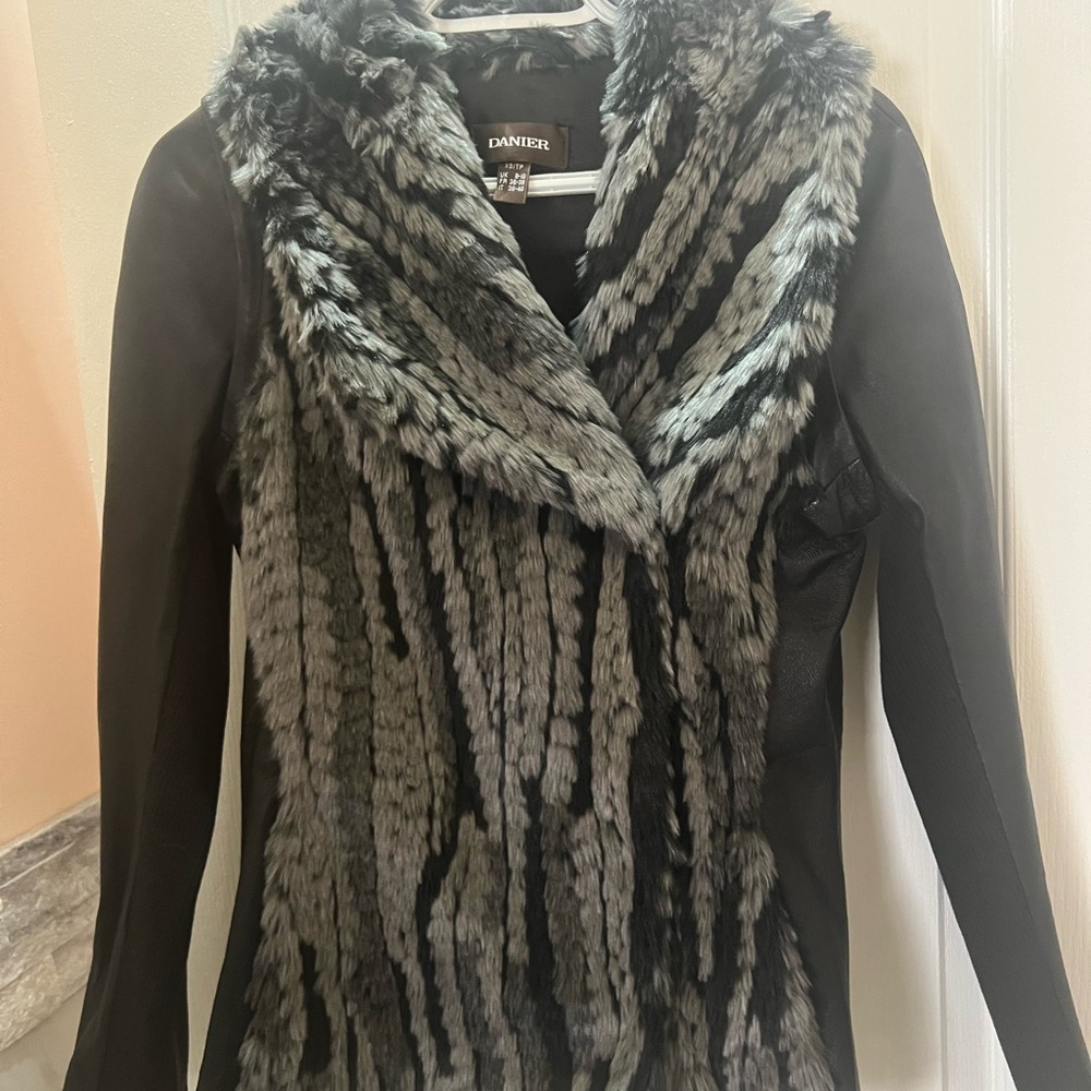 3 in 1 Danier Black and Gray Fur leather Jacket